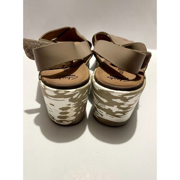 Clarks Collection Soft Cushion brown wedges Strappy women's 11 - Picture 4 of 7